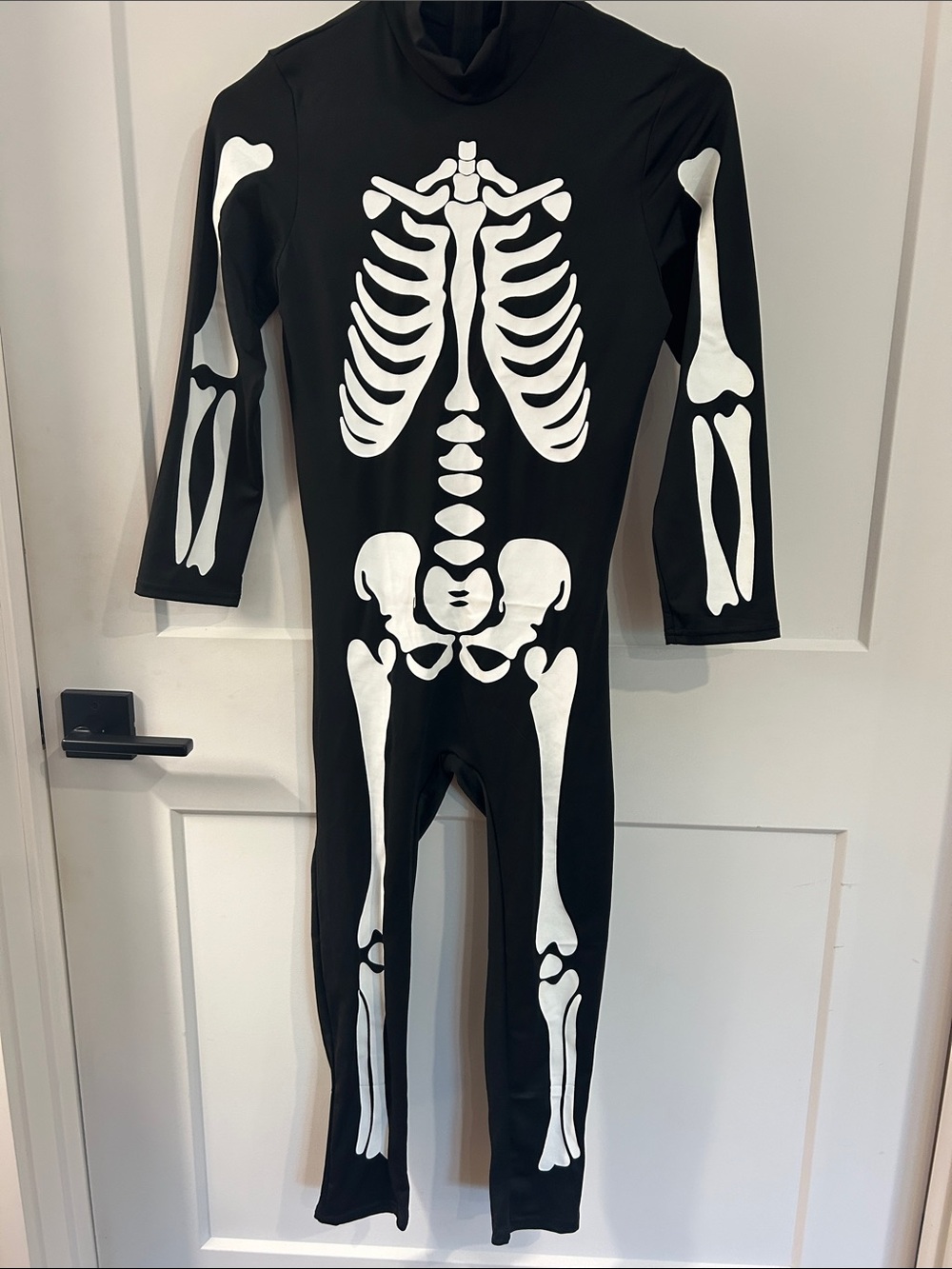 Kids Black Skeleton Costume with Hood and Gloves ~Glows in the Dark - Picture 7 of 13